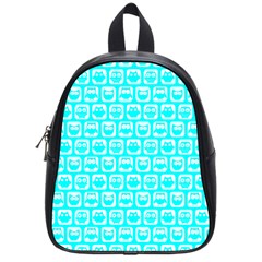 Aqua Turquoise And White Owl Pattern School Bags (small)  by GardenOfOphir