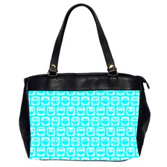 Aqua Turquoise And White Owl Pattern Office Handbags (2 Sides)  by GardenOfOphir