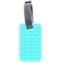 Aqua Turquoise And White Owl Pattern Luggage Tags (one Side)  by GardenOfOphir