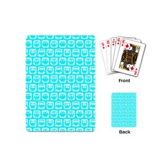 Aqua Turquoise And White Owl Pattern Playing Cards (mini)  by GardenOfOphir