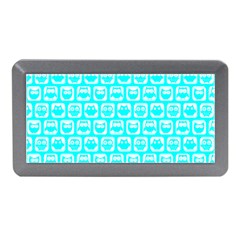 Aqua Turquoise And White Owl Pattern Memory Card Reader (mini)