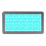 Aqua Turquoise And White Owl Pattern Memory Card Reader (Mini) Front