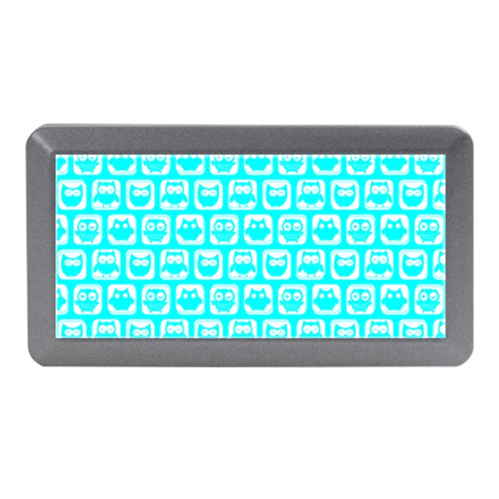 Aqua Turquoise And White Owl Pattern Memory Card Reader (Mini)