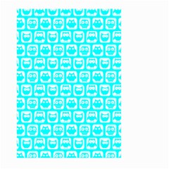 Aqua Turquoise And White Owl Pattern Large Garden Flag (two Sides)