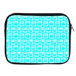 Aqua Turquoise And White Owl Pattern Apple iPad 2/3/4 Zipper Cases Front