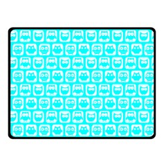 Aqua Turquoise And White Owl Pattern Double Sided Fleece Blanket (small) 