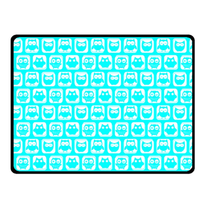 Aqua Turquoise And White Owl Pattern Double Sided Fleece Blanket (Small) 