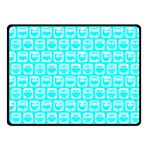 Aqua Turquoise And White Owl Pattern Double Sided Fleece Blanket (Small)  45 x34  Blanket Back