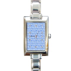 Blue And White Owl Pattern Rectangle Italian Charm Watches by GardenOfOphir