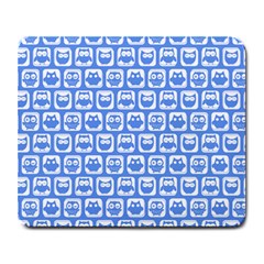 Blue And White Owl Pattern Large Mousepads by GardenOfOphir