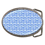 Blue And White Owl Pattern Belt Buckles Front