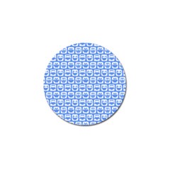 Blue And White Owl Pattern Golf Ball Marker by GardenOfOphir