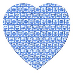 Blue And White Owl Pattern Jigsaw Puzzle (heart)