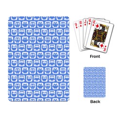 Blue And White Owl Pattern Playing Card by GardenOfOphir