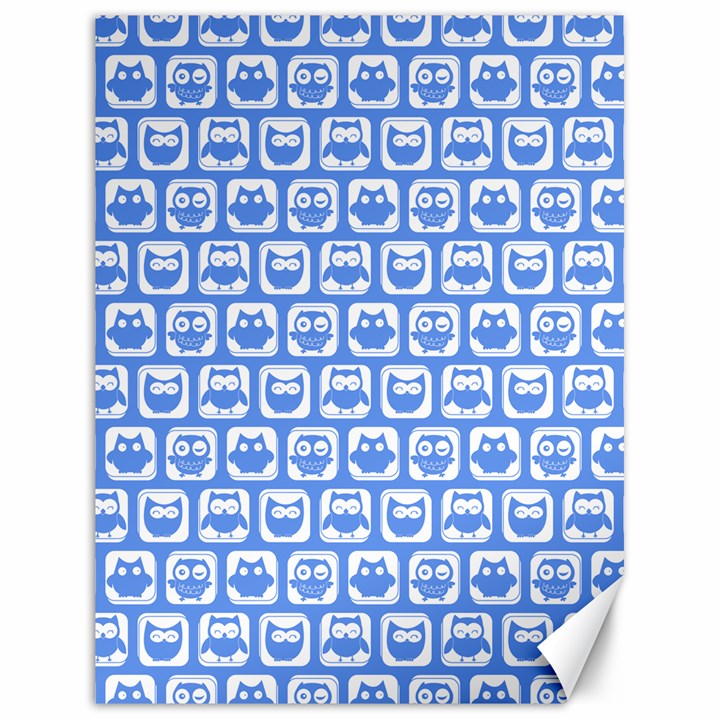 Blue And White Owl Pattern Canvas 18  x 24  