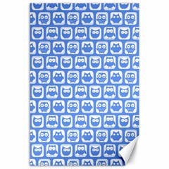 Blue And White Owl Pattern Canvas 24  X 36 