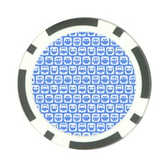 Blue And White Owl Pattern Poker Chip Card Guards by GardenOfOphir