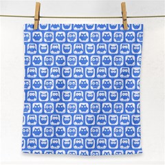 Blue And White Owl Pattern Face Towel by GardenOfOphir