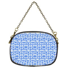 Blue And White Owl Pattern Chain Purses (one Side) 