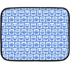 Blue And White Owl Pattern Double Sided Fleece Blanket (mini) 