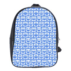 Blue And White Owl Pattern School Bags(large)  by GardenOfOphir