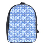 Blue And White Owl Pattern School Bags(Large)  Front