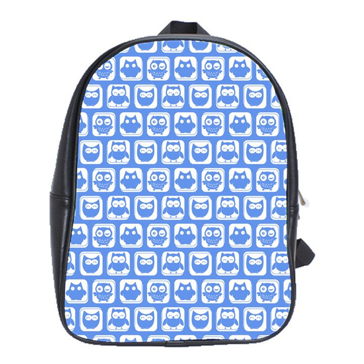 Blue And White Owl Pattern School Bags(Large) 