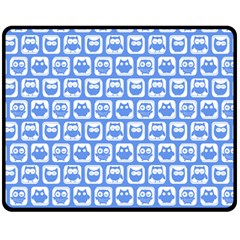 Blue And White Owl Pattern Fleece Blanket (medium) 