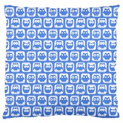 Blue And White Owl Pattern Large Cushion Cases (two Sides) 