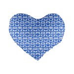 Blue And White Owl Pattern Standard 16  Premium Heart Shape Cushions Front