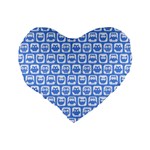 Blue And White Owl Pattern Standard 16  Premium Heart Shape Cushions Back