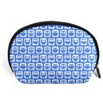 Blue And White Owl Pattern Accessory Pouches (Large)  Front