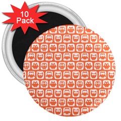 Coral And White Owl Pattern 3  Magnets (10 Pack) 