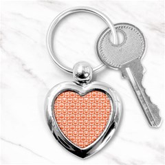 Coral And White Owl Pattern Key Chains (heart) 