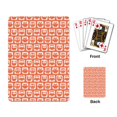 Coral And White Owl Pattern Playing Card