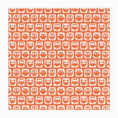 Coral And White Owl Pattern Medium Glasses Cloth by GardenOfOphir