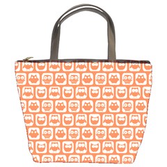 Coral And White Owl Pattern Bucket Bags by GardenOfOphir