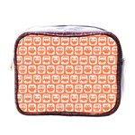 Coral And White Owl Pattern Mini Toiletries Bags Front