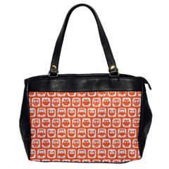 Coral And White Owl Pattern Office Handbags