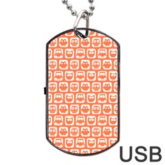 Coral And White Owl Pattern Dog Tag Usb Flash (two Sides) 