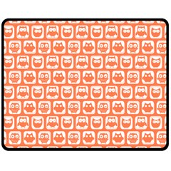 Coral And White Owl Pattern Double Sided Fleece Blanket (medium) 