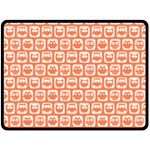 Coral And White Owl Pattern Double Sided Fleece Blanket (Large)  80 x60  Blanket Front