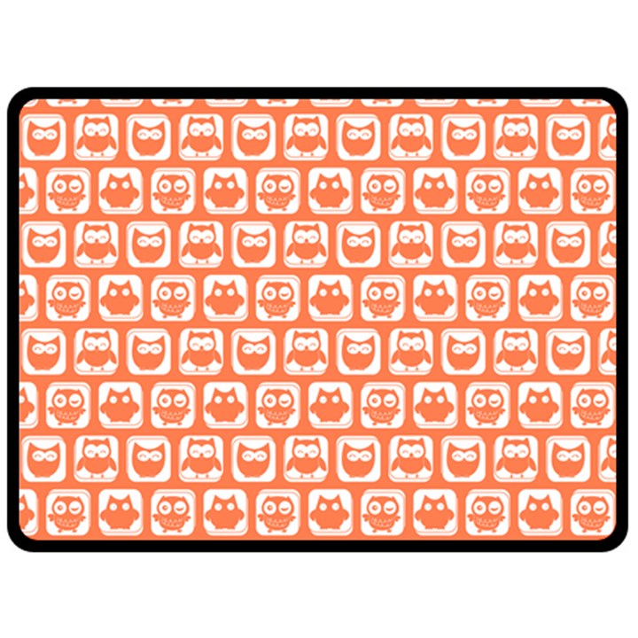 Coral And White Owl Pattern Double Sided Fleece Blanket (Large) 