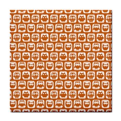 Orange And White Owl Pattern Tile Coasters by GardenOfOphir