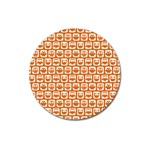 Orange And White Owl Pattern Magnet 3  (Round) Front