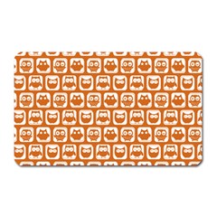 Orange And White Owl Pattern Magnet (rectangular) by GardenOfOphir