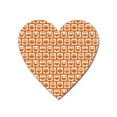 Orange And White Owl Pattern Heart Magnet