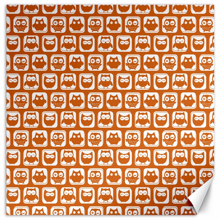 Orange And White Owl Pattern Canvas 20  x 20  