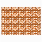 Orange And White Owl Pattern Large Glasses Cloth Front