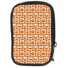 Orange And White Owl Pattern Compact Camera Cases by GardenOfOphir